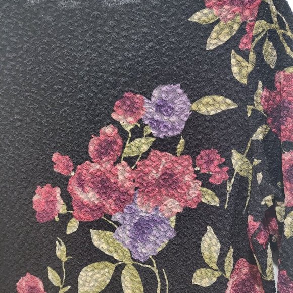 Alia Blouse Women's Size M Multicolor Floral Print 3/4 Sleeve Top Round Neck - Picture 11 of 11